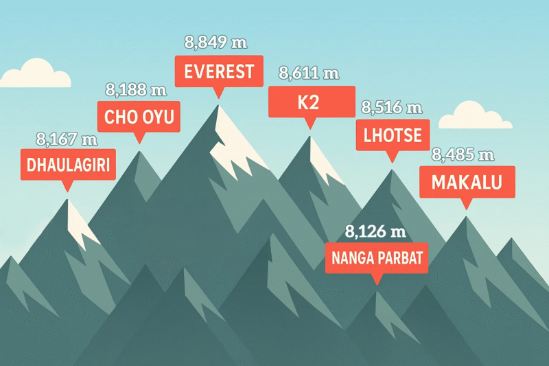 Top 10 Highest Mountains on Earth: 8,000-Meter Giants That Touch the Sky