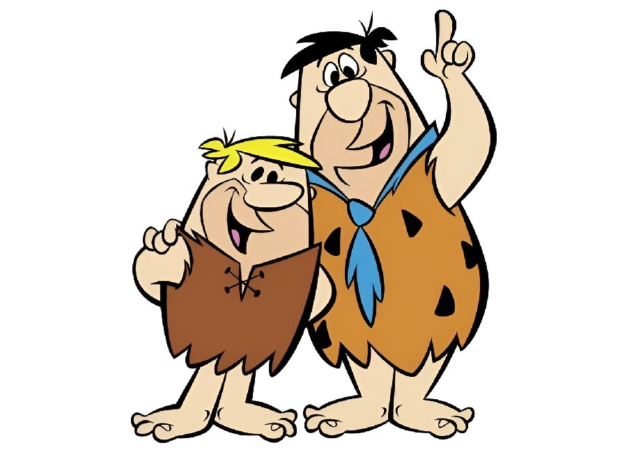 Fred Flintstone and Barney Rubble from The Flintstones smiling in their classic Stone Age outfits, highlighting Animation Industry Mysteries from early cartoons.