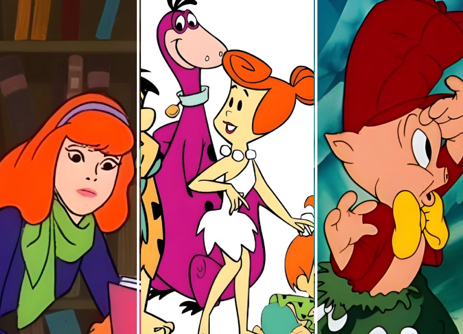 Daphne Blake from Scooby-Doo, Wilma Flintstone from The Flintstones, and Dopey the dwarf from Snow White.